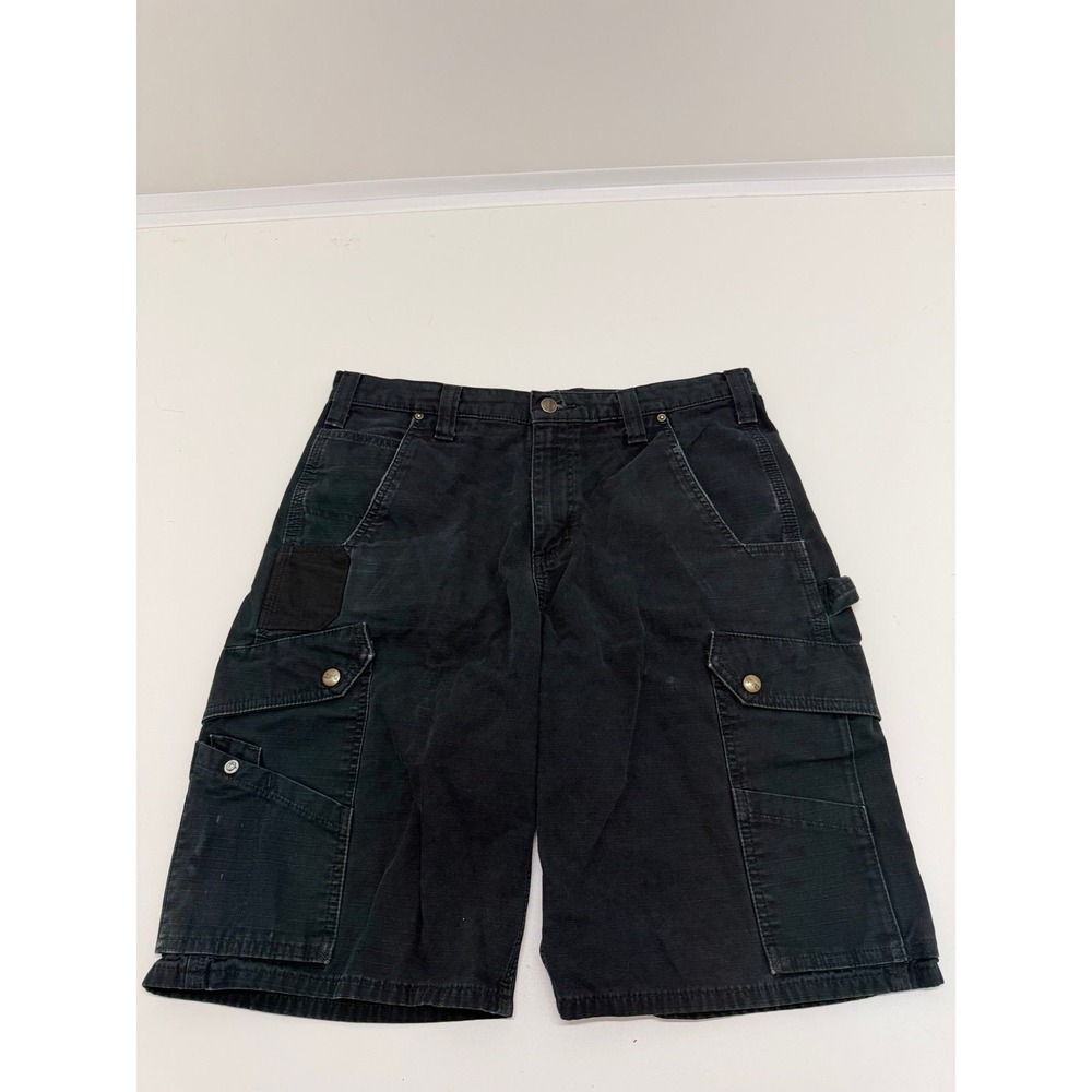 Carhartt B357 BLK Ripstop Cargo Shorts Men's 33 Black Relaxed Fit Work Utility